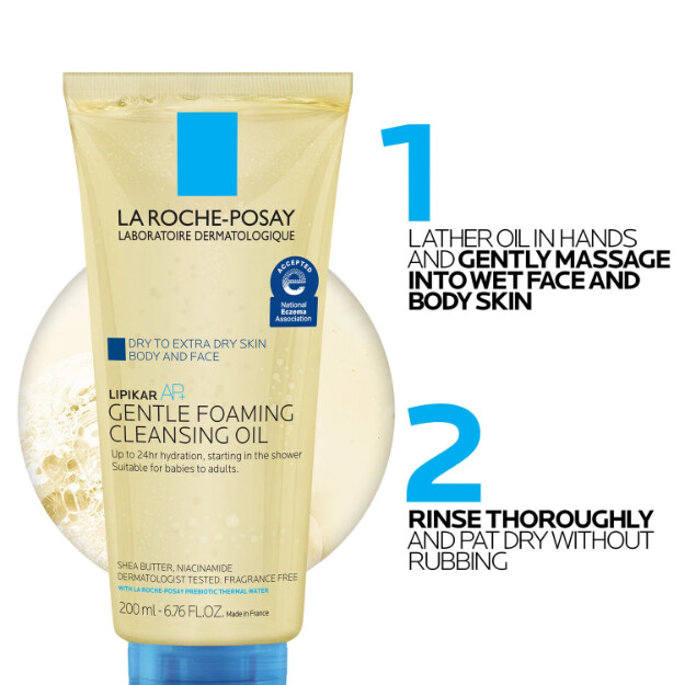 lipikar ap aceite limpiador espumoso suave aceite limpiador hidratante para cuerpo y rostro para piel seca a muy seca