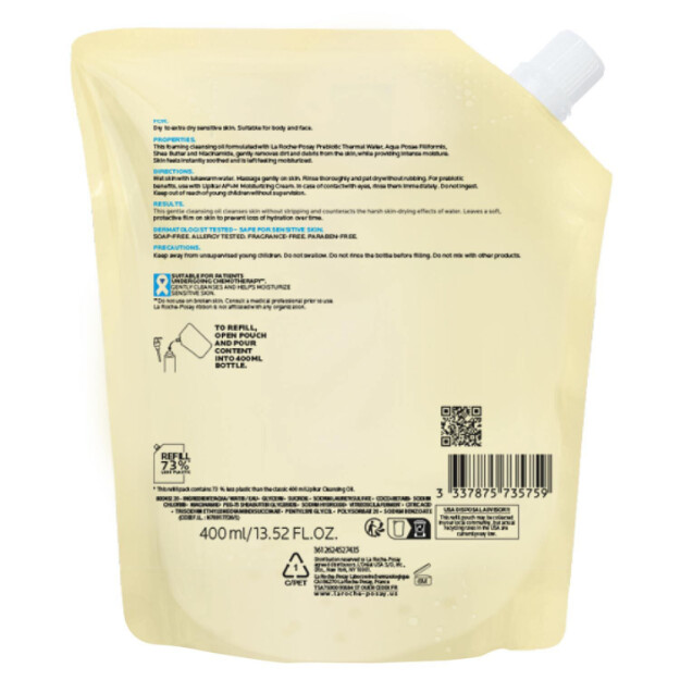lipikar ap aceite limpiador espumoso suave aceite limpiador hidratante para cuerpo y rostro para piel seca a muy seca
