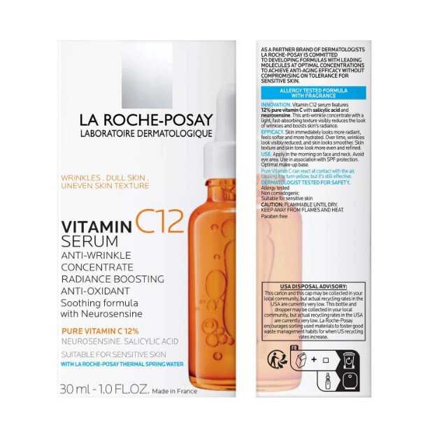sérum de vitamina c12 sérum dermatológico antiedad con 12 de vitamina c pura. fórmula hipoalergénica.