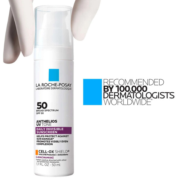 protector solar invisible anthelios uv tone spf 50 protección solar invisible spf 50 con niacinamida para unificar el tono de la piel y corregir la hiperpigmentación
