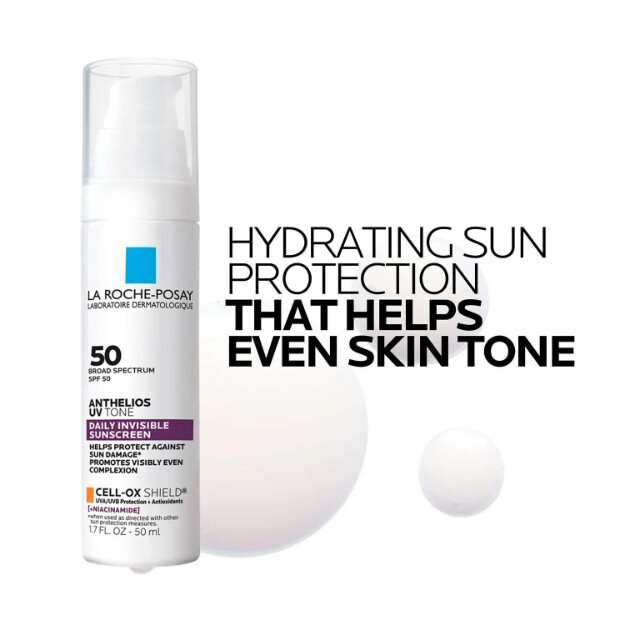 protector solar invisible anthelios uv tone spf 50 protección solar invisible spf 50 con niacinamida para unificar el tono de la piel y corregir la hiperpigmentación