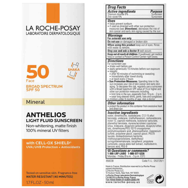 protector solar facial anthelios con óxido de zinc mineral spf 50 protector solar facial con óxido de zinc mineral