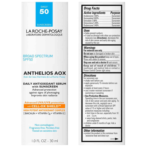 sérum antioxidante anthelios aox con protección solar spf 50 sérum antioxidante diario con protección solar