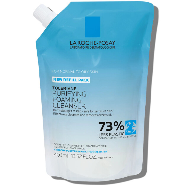 toleriane gel limpiador facial espumoso purificante clínicamente probado recomendado por dermatólogos. gel limpiador facial para piel normal a grasa.
