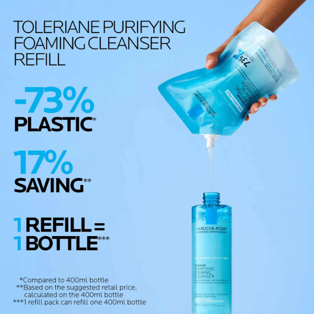 toleriane gel limpiador facial espumoso purificante clínicamente probado recomendado por dermatólogos. gel limpiador facial para piel normal a grasa.