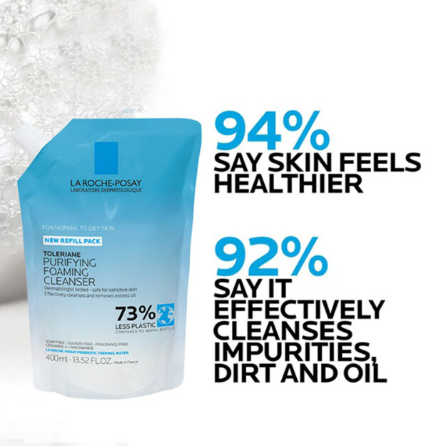 toleriane gel limpiador facial espumoso purificante clínicamente probado recomendado por dermatólogos. gel limpiador facial para piel normal a grasa.